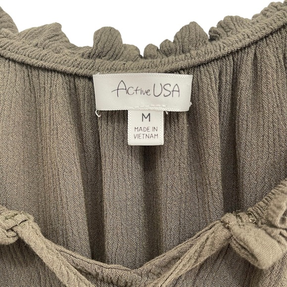 Off The Shoulder Navy Green Long Sleeve Top - Picture 3 of 3